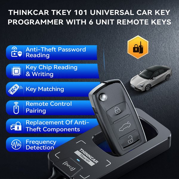 THINKCAR TKEY101 - Universal Car Key Programmer with 6 Remote Keys