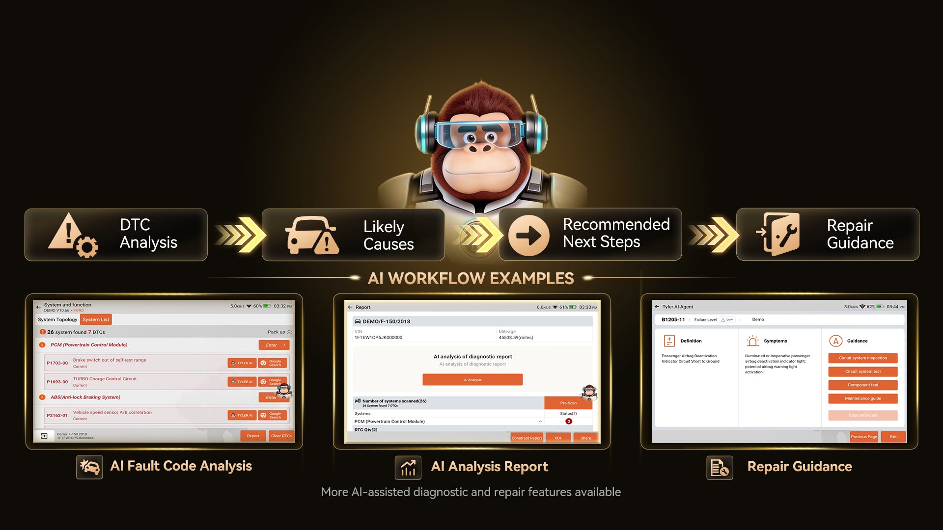 THINKSCAN 689BT PRO AI fault code analysis and repair guidance screens