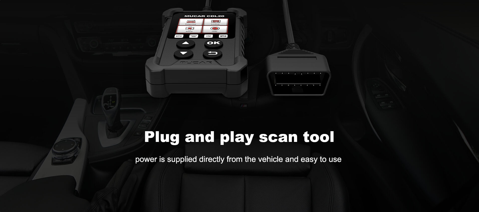 MUCAR CDL20 with its OBD2 connector cable
