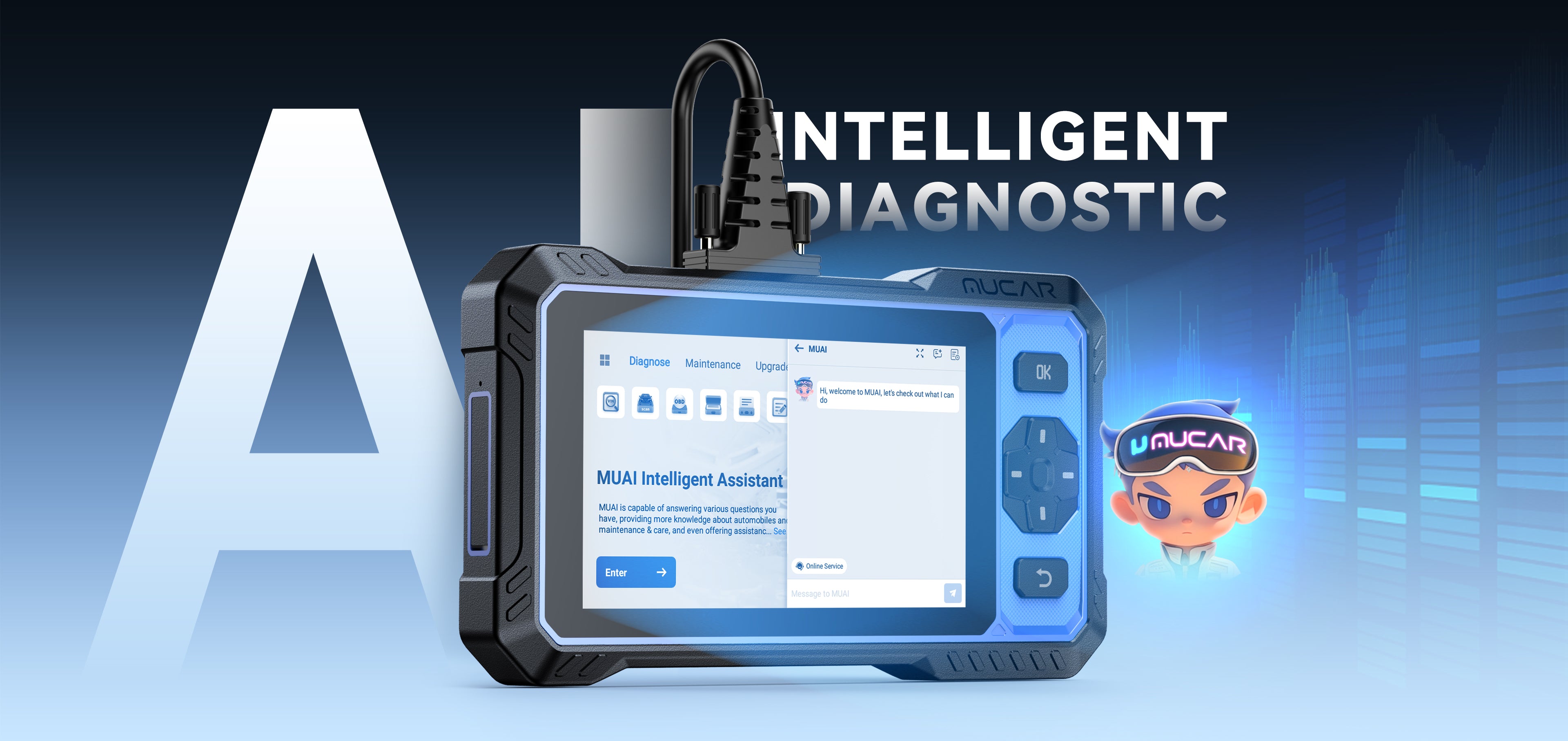 MUCAR 682 showing the MUAI intelligent assistant screen