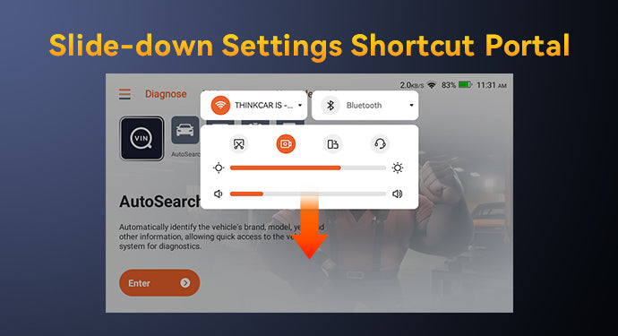 THINKSCAN 672 slide-down settings shortcut panel