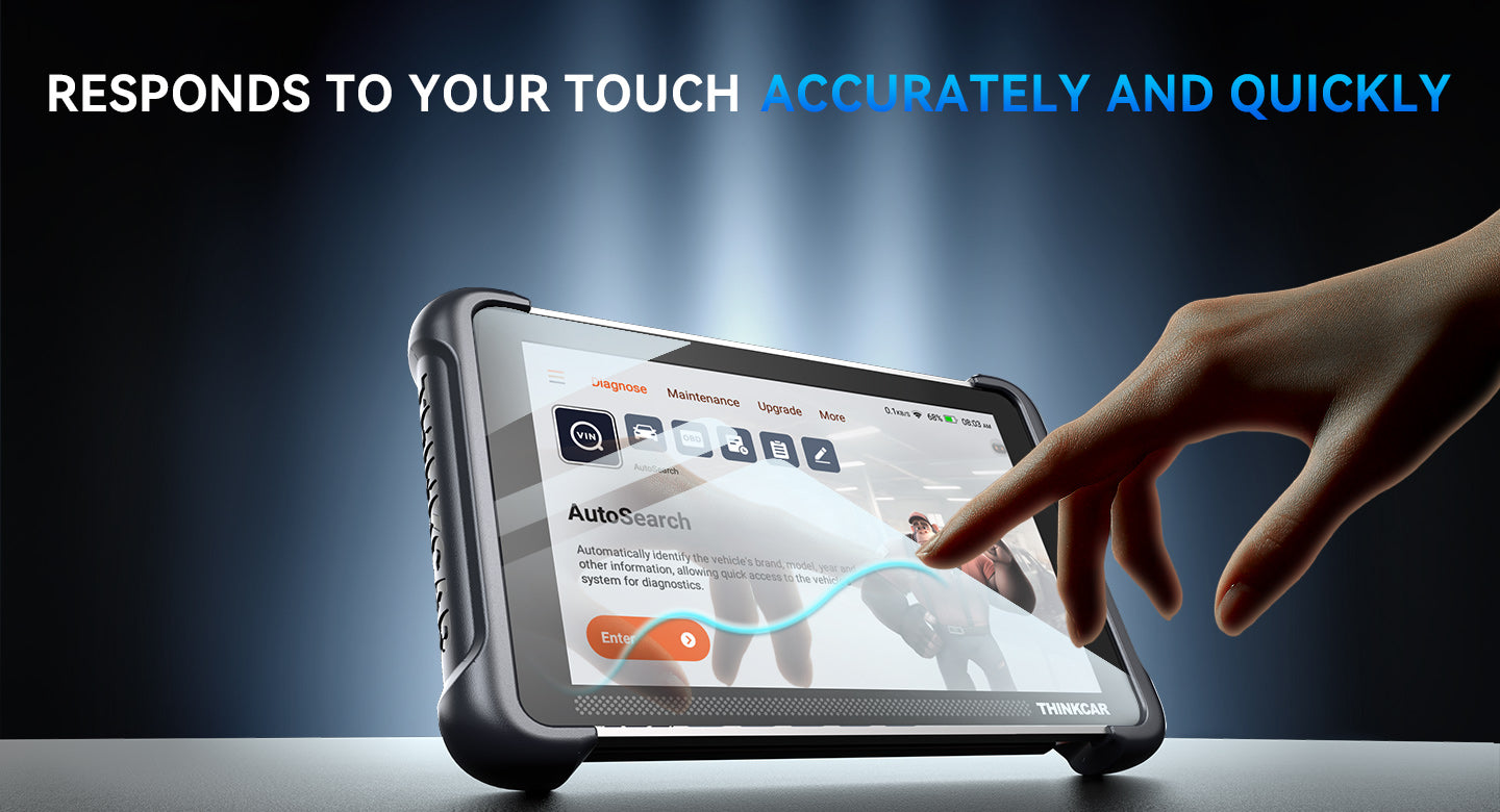 Finger touching a scanner screen fitted with the glass protector
