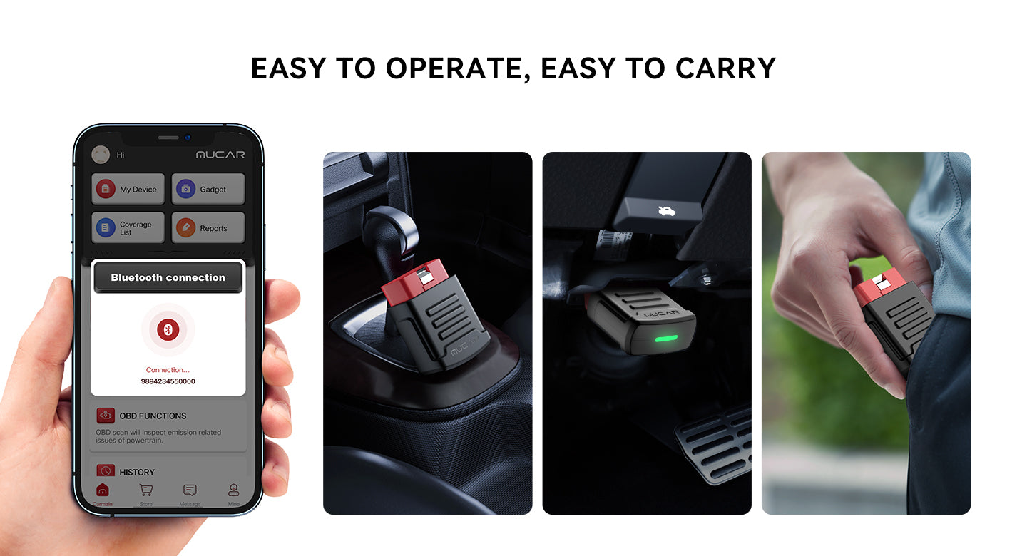 MUCAR BT200 connecting to a phone over Bluetooth and plugged into a vehicle OBD port