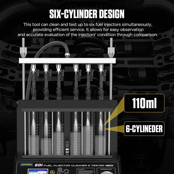 AUTOOL Automotive 6-Cylinder EFI,FSI,GDI Fuel Injector Cleaning Machine