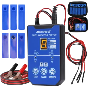 MRCARTOOL 12V/5V Fuel Injector Tester with 8 Pulse Modes & 6 Adapters