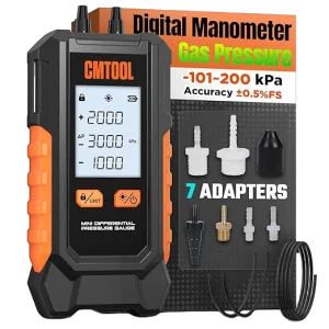 CMTOOL Digital Manometer with Dual Ports & 29-Group Storage – -100-200 kPa