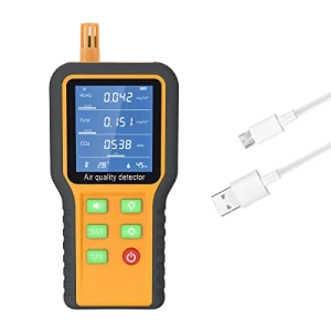 CMTOOL 5-in-1 Air Quality Monitor for CO2, HCHO and TVOC with USB Charging