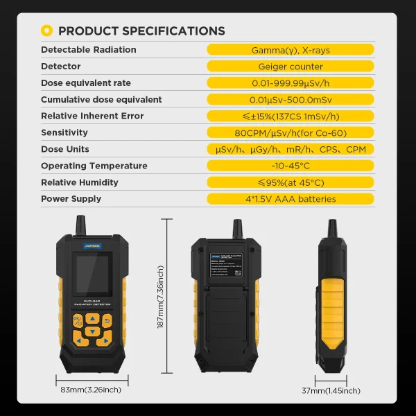 AUTOOL ND300 Geiger Counter Nuclear Radiation Detector Portable Handheld Beta Gamma X-ray