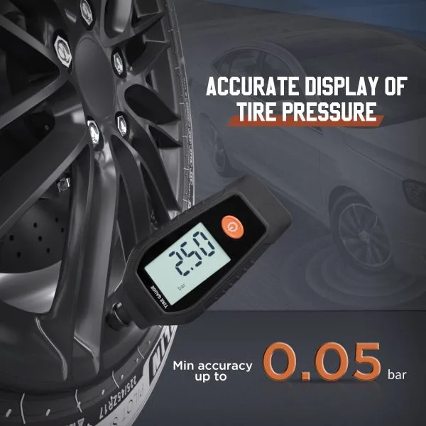 Digital Tyre Pressure Gauge 7.5~99PSI Tyre Depth Gauge Thread Checker 0~15mm