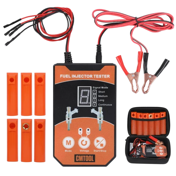 CMTOOL Fuel Injector Tester and Cleaner Tool Kit, Upgraded 6 Cleaning Adapters & 8 Pulse Modes, DIY Tool, Car Fuel Injector Cleaner Kit, 5V/12V Output Voltage Level