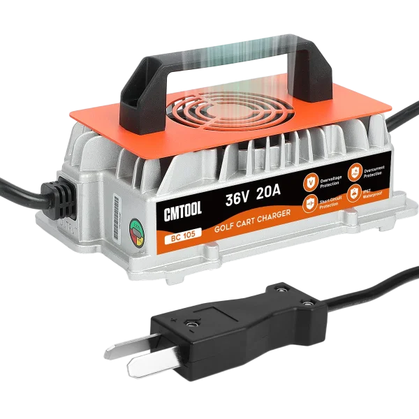 36 Volt Golf Cart Battery Charger, 36V 20A Charger for EZGO/Yamaha/Club Car | 1250W Fast Charging Golf Cart Charger for 36V Lead-Acid Battery, IP67 Waterproof, 6 Protection, 16Ft Cable, Crowfoot Plug