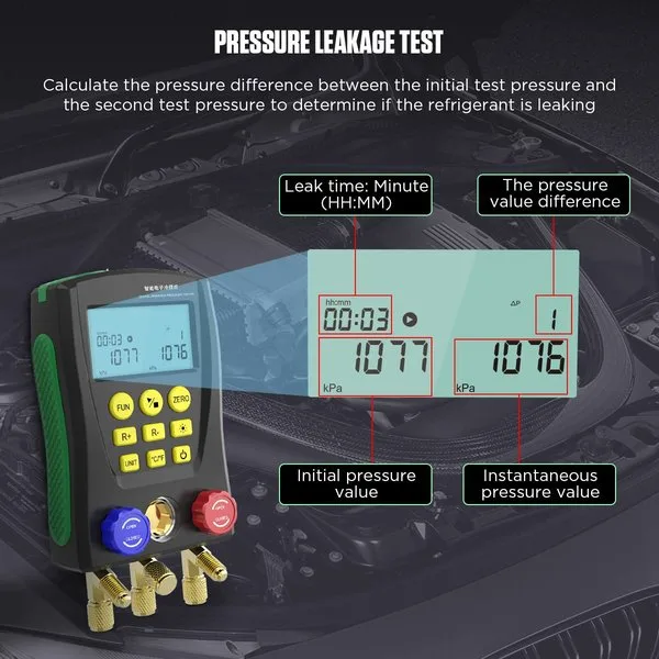 CMTOOL Digital HVAC Gauges Set, 89 Refrigerants, 3 Hoses, 2 Temp Clamps | Digital Manifold Gauges Set HVAC Tools with Pressure and Temp Test for R134A 1234YF R22 R12 R404A R410A, etc