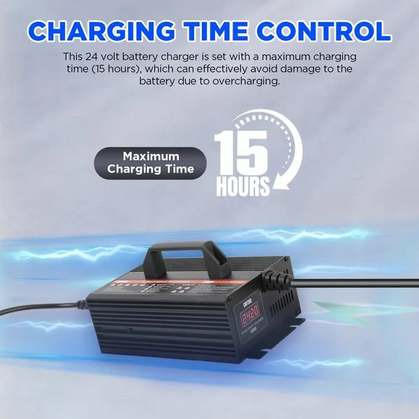 Forklift Battery Charger 24V 20A Smart Trickle Charger with LCD Display, 24 Volt 20 AMP Fully Automatic Battery Charger for 24V Lead-Acid Battery of Electric Pallet Jack/Floor Scrubber/Golf Cart