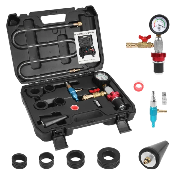 CMTOOL Coolant Vacuum Refill Kit, Universal Vacuum Coolant Fill Kit, Car Cooling System Filler Tool Set with 41.3 Inch Fill Hose, Pressure Gauge, 2 Quick Connect Adapters