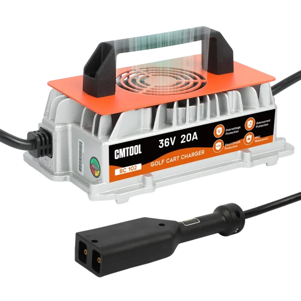 36 Volt 20 AMP Golf Cart Battery Charger for EZGO TXT, IP67 Waterproof | 1250W EZGO Smart Fast Charging Trickle Charger, 16Ft Cable EZ GO Golf Cart Charger with D-Plug, for 36V Lead-Acid Battery