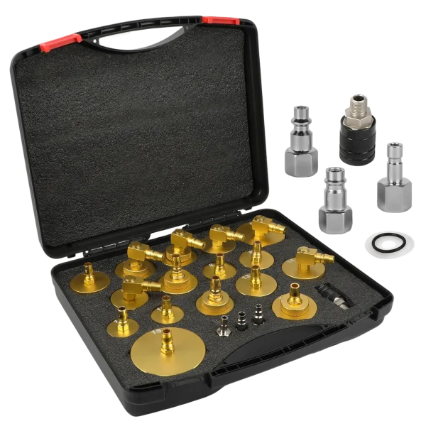 CMTOOL Master Cylinder Bleeder Kit, 20PCS Brake Bleeder Adapter Kit, Aluminum Material, Brake Pressure Bleeding Set with Quick Connector, for Most Vehicles