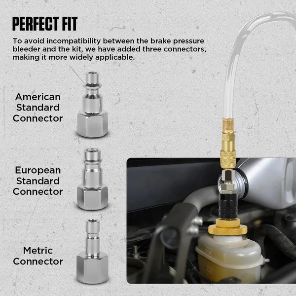 CMTOOL Master Cylinder Bleeder Kit, 20PCS Brake Bleeder Adapter Kit, Aluminum Material, Brake Pressure Bleeding Set with Quick Connector, for Most Vehicles