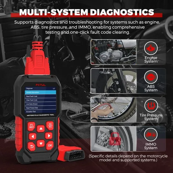 FXTUL M4 Motorcycle Diagnostic Tool OBD2 Code Reader Scan Tool For Kawasakis Yamaha Honda Vespa Suzuki PIAGGIO KTM APRILIA TRIUMPH Royal Enfield