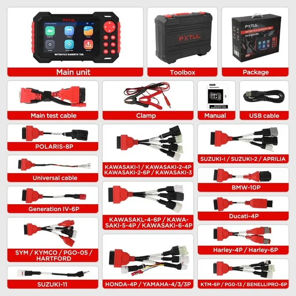 FXTUL M7 Motorcycle Diagnostic Tool Obd2 Scanner For Motorcycles 70+ Brands