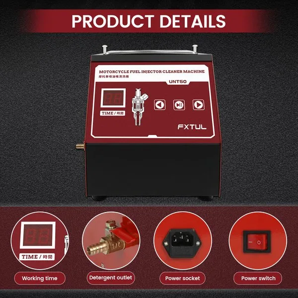 FXTUL UNT50 Ultrasonic Fuel Injector Cleaner Car Motorcycle Ultrasonic Cleaning Machine Moto Nozzle