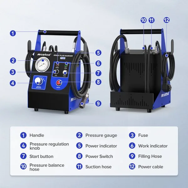 MRCARTOOL F109 Brake Fluid Flush Machine 3.5 Meters 2.5 Bar
