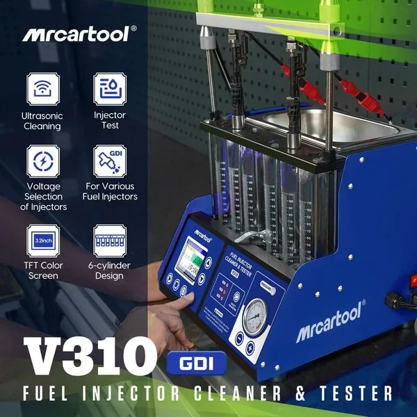 MRCARTOOL V310 Six-Tube Car Injector Tester Fuel Injector Supports GDI
