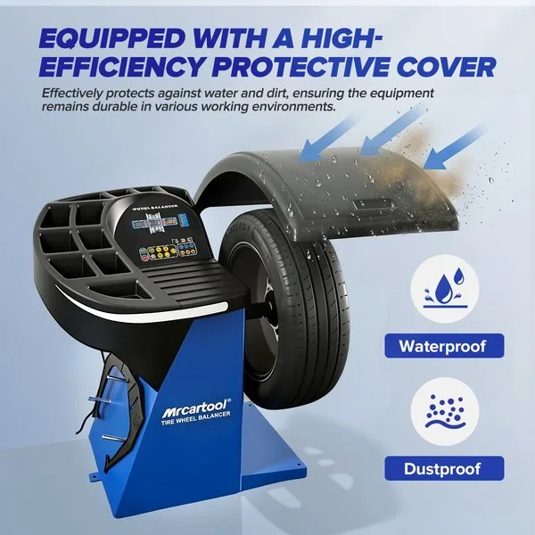MRCARTOOL B-082 Full Automatic Wheel Balancer, 10″-24″ Tire Balancing Machine with 1g Precision & Auto Gauge