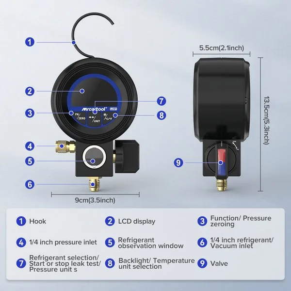 MRCARTOOL L201 24-REFRIGERANT MODEL DIGITAL MANIFOLD GAUGE