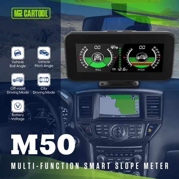 MRCARTOOL M50 GPS Smart Inclinometer Digital Inclinometer Guage for Off-Road SUV Vehicles GPS HUD