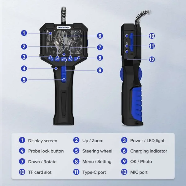 MRCARTOOL N150 210° Articulating Borescope 6.2mm Flexible Borescope