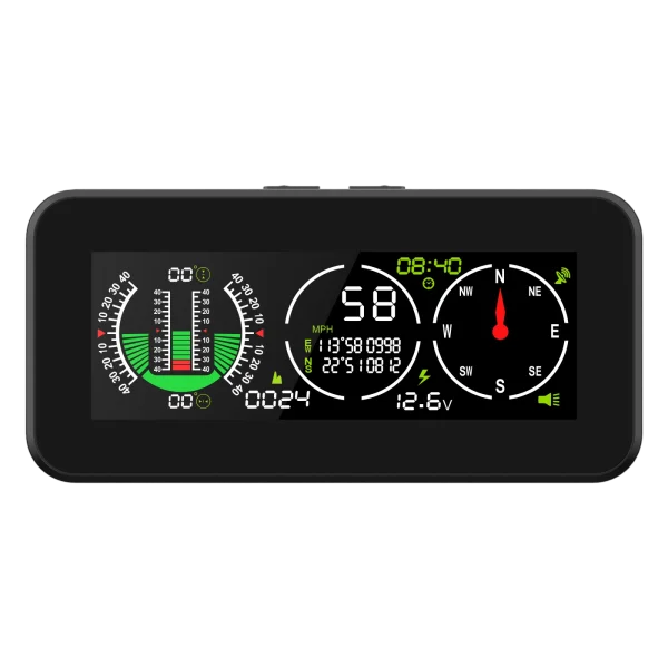 MRCARTOOL M60 GPS Inclinometer HUD with Compass for Off-Road SUV Vehicles Car Smart Slope Meter Gauge