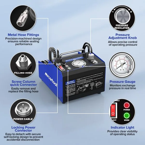 MRCARTOOL F106 ADJUSTABLE PRESSURE BRAKE FLUID BLEEDER MACHINE