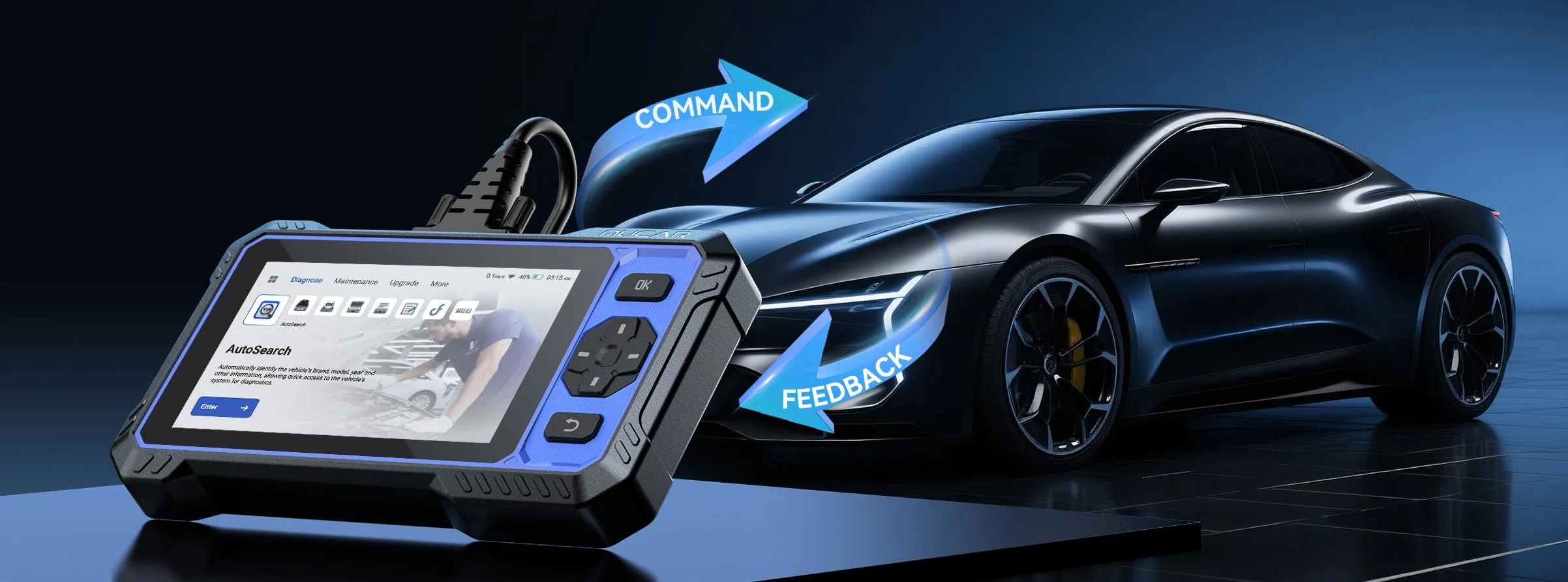 MUCAR 682 sending commands to a vehicle and receiving feedback
