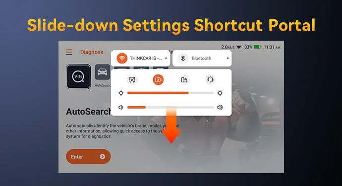 THINKSCAN 672 slide-down settings shortcut panel
